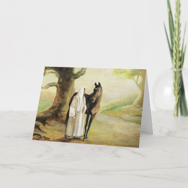 Jesus and Horse Art Greeting Card (Front)