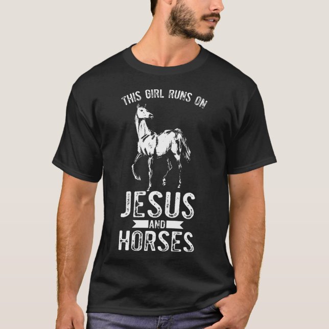 Jesus And Horses Church Horse Pony T-Shirt (Front)
