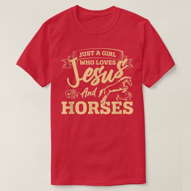 Jesus And Horses Horse Lover Girls Women Horseback T-Shirt (Design Front)