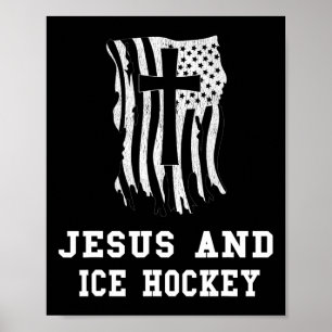 Jesus And Ice Hockey Design Christian Jesus Fan  Poster