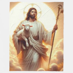 JESUS and LAMB 2 Fleece Blanket