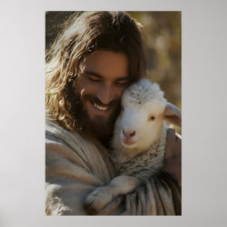 Jesus and Lamb Print Good Shepherd Christian Wall
