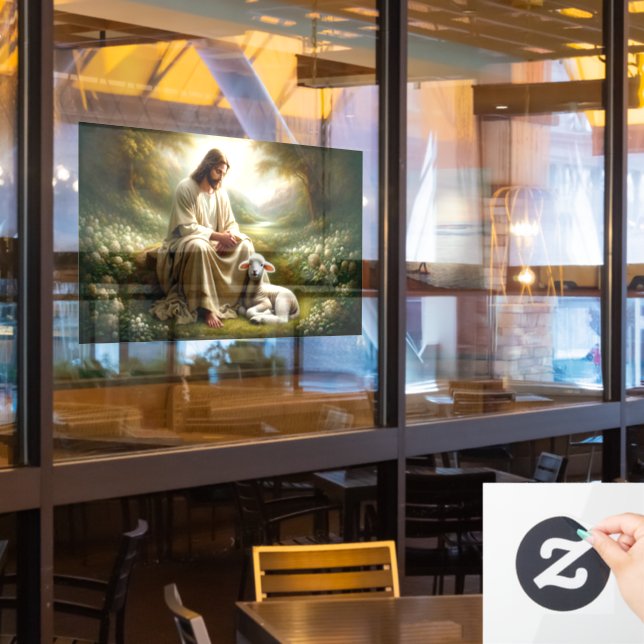 Jesus and Lamb Window Cling (Restaurant Window)