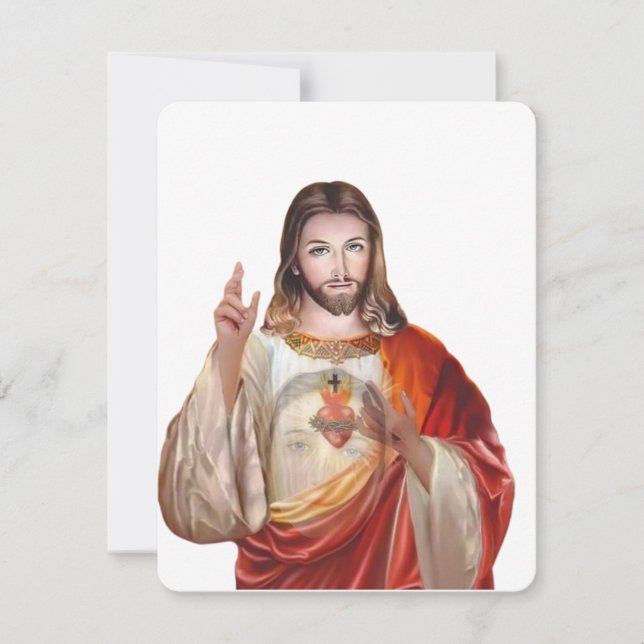 Jesus and Mary Catholic Funeral Memorial Card (Front)
