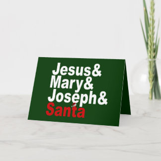 Jesus and Mary & Joseph & Santa Holiday Card