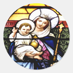 Jesus and Mary stained glass window Classic Round Sticker