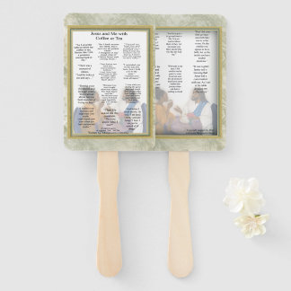 Jesus and Me with Coffee or Tea Poem Hand Fan
