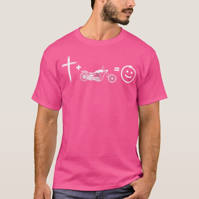 Jesus And Motorcycles Makes Me Happy Funny Christi T-Shirt (Front)