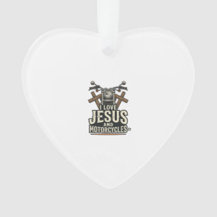 Jesus and Motorcycles Vintage Christian Biker Desi Ornament