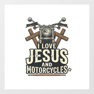 Jesus and Motorcycles Vintage Christian Biker Desi Window Cling