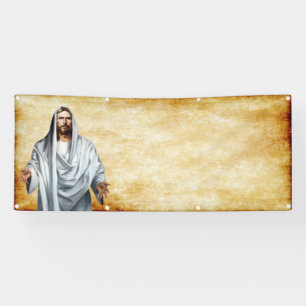 Jesus and parchment blank church template banner