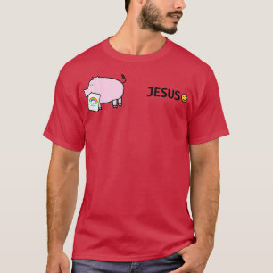 Jesus and Pink Pig Essential Worker Rainbow T-Shirt