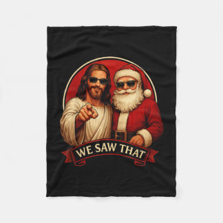 Jesus and santa claus we saw that funny memepng fleece blanket