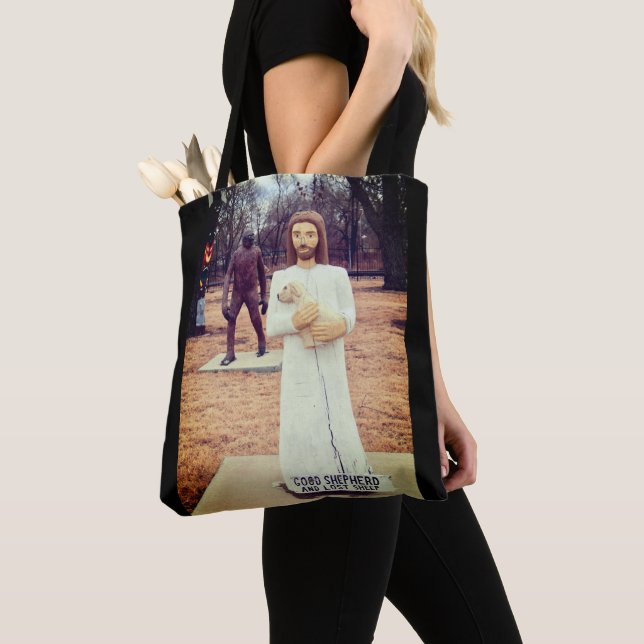 Jesus and Sasquatch Tote Bag (Close Up)