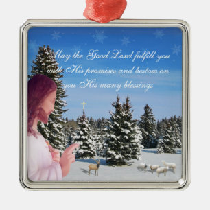 Jesus and Sheep Metal Tree Decoration