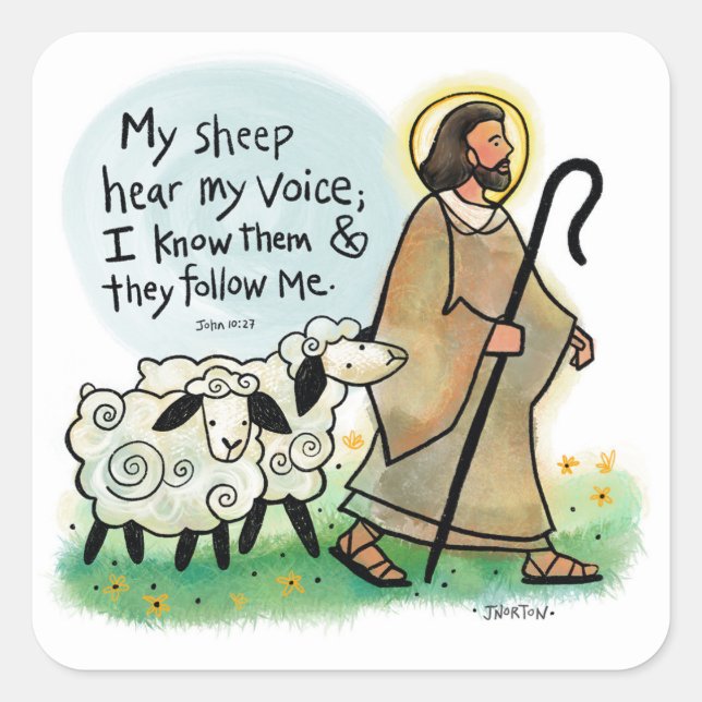 Jesus and Sheep Stickers (Front)