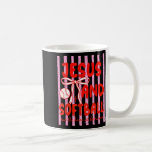 Jesus and Softball Coquette Game Day Softball Mum Coffee Mug