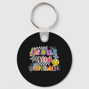 Jesus and Softball Key Ring