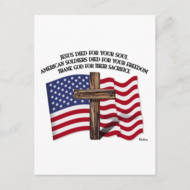 Jesus and the American Soldiers rugged cross US... Postcard (Front)