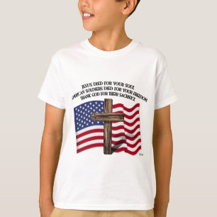 Jesus and the American Soldiers rugged cross US... T-Shirt