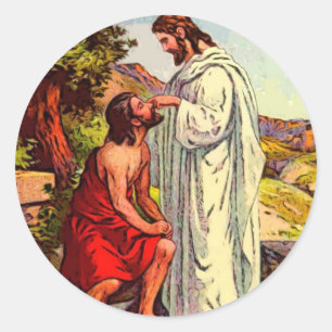 Jesus and The Blind Man Classic Round Sticker