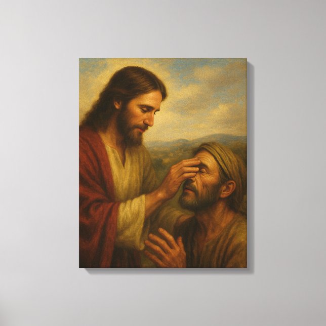 Jesus And The Blind Man™ LDS Wall Art Canvas (Front)