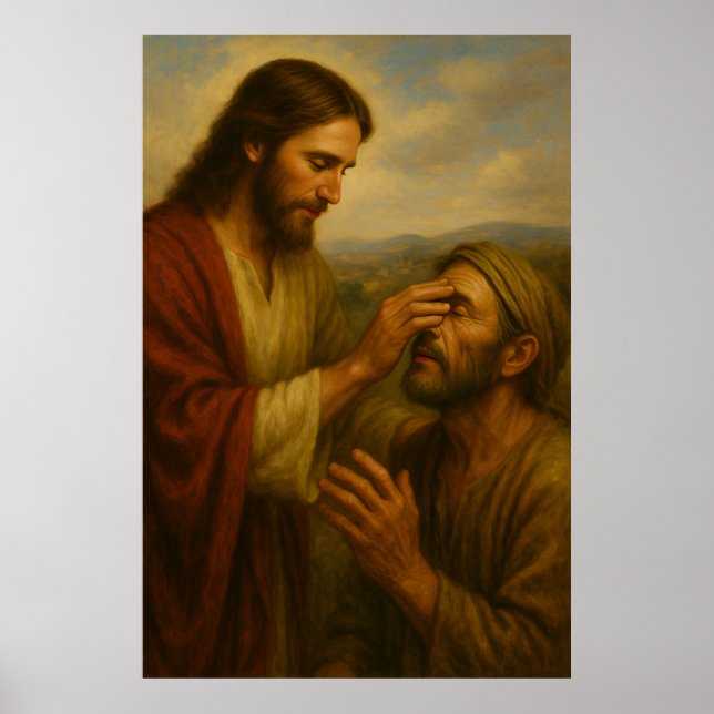 Jesus And The Blind Man™ LDS Wall Art Poster (Front)