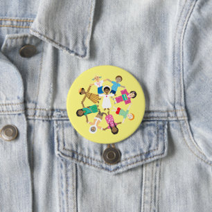 Jesus and the children of the world 7.5 cm round badge