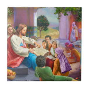 Jesus and the children tile
