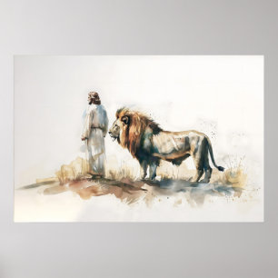 Jesus And The Lion Of Judah Watercolor Christian Poster