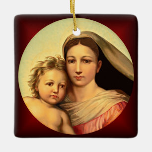 Jesus And Virgin Mary, Sistine Madonna ~ Ceramic Ornament