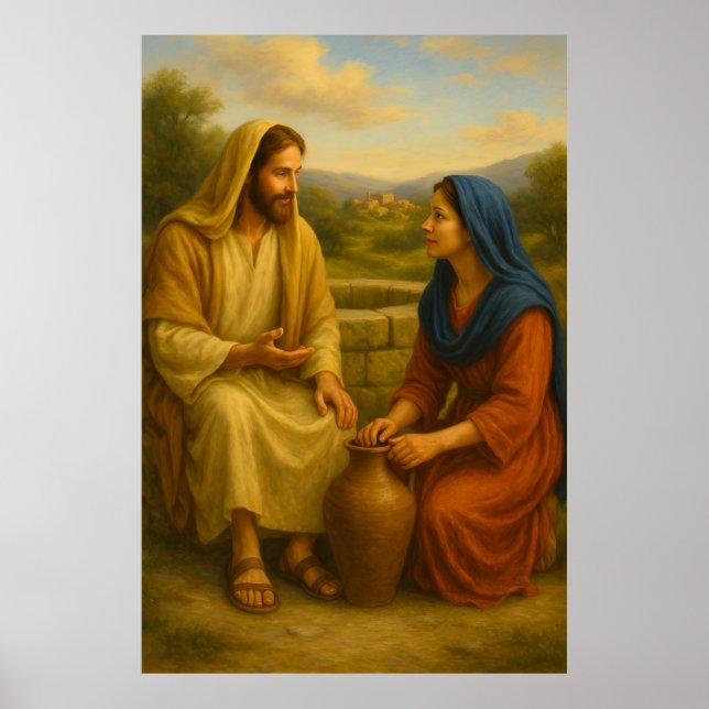 Jesus And Woman At the Well ™ LDS Wall Poster (Front)
