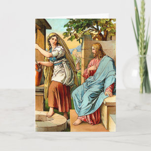 jesus and women at the well Greeting card