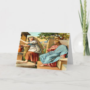 jesus and women at the well Greeting card