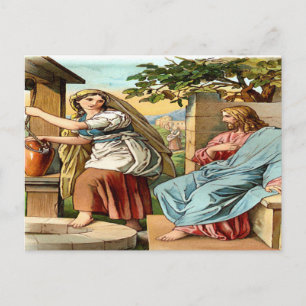 jesus and women at the well postcard