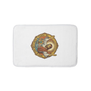 Jesus Angry Bicep Curls Squat Rack Gym Annoyance H Bath Mat