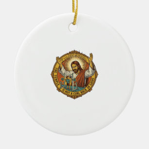 Jesus Angry Bicep Curls Squat Rack Gym Annoyance H Ceramic Tree Decoration