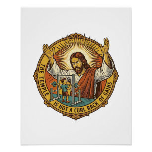 Jesus Angry Bicep Curls Squat Rack Gym Annoyance H Poster