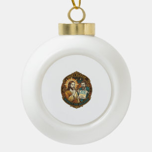 Jesus Angry Neighbour Noise Complaint Loud Party C Ceramic Ball Christmas Ornament