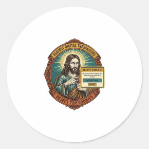 Jesus Annoying Accept Cookies Pop Up Internet Brow Classic Round Sticker