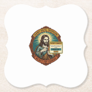 Jesus Annoying Accept Cookies Pop Up Internet Brow Paper Coaster