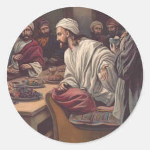Jesus anointed in Bethany Classic Round Sticker