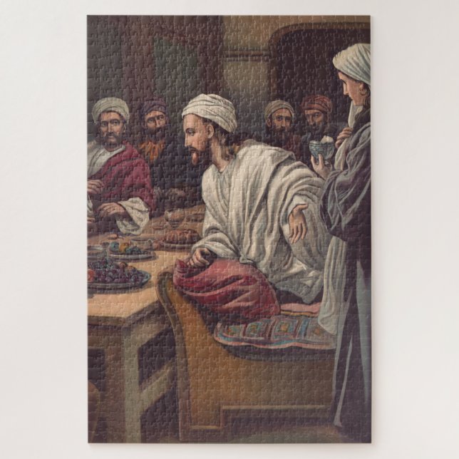 Jesus anointed in Bethany Jigsaw Puzzle (Vertical)