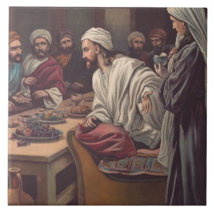 Jesus anointed in Bethany Tile