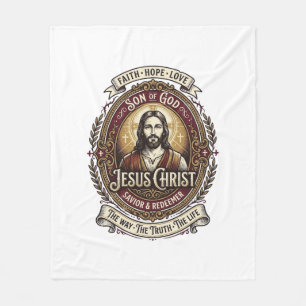 Jesus Antiques Heirloom Graphic Tee Christian Art_ Fleece Blanket
