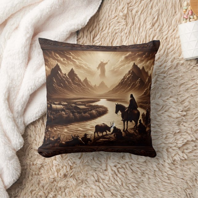 Jesus Appears Above Mountains at Sunrise Cushion (Blanket)