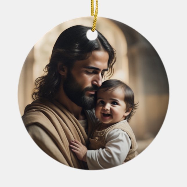 Jesus art ceramic tree decoration (Front)