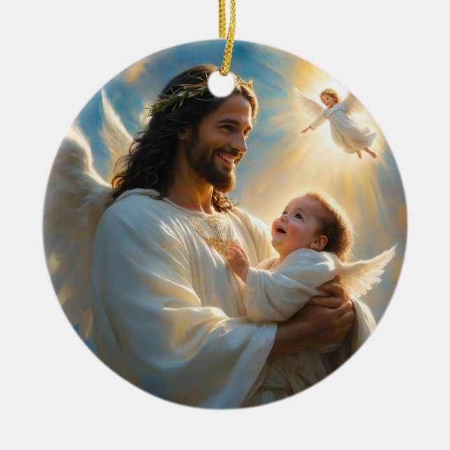 Jesus art ceramic tree decoration (Front)