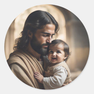 Jesus art classic round sticker