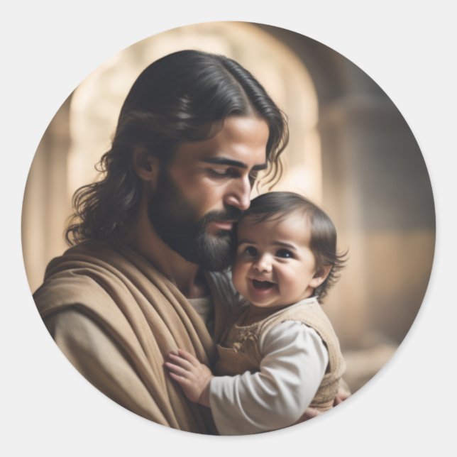 Jesus art classic round sticker (Front)